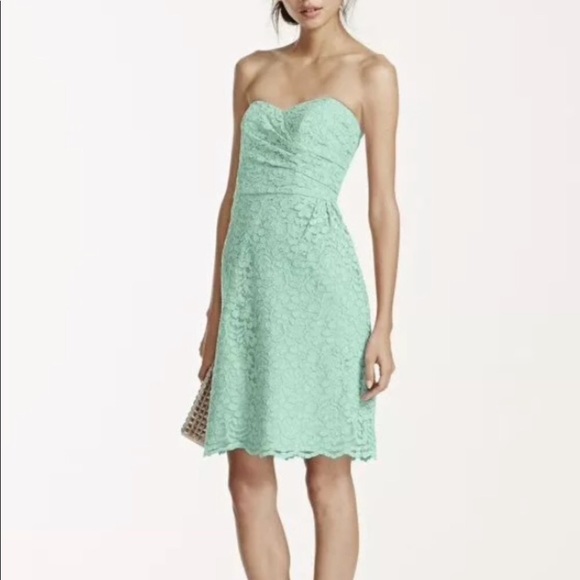 David's Bridal Dresses & Skirts - DAVIDS BRIDAL Mint Lace Sweetheart Short Dress